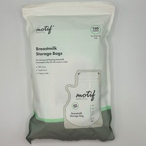 Motif Medical Breastmilk Storage Bags 100 Count 8oz BPA Free‎ Freezer Safe NEW